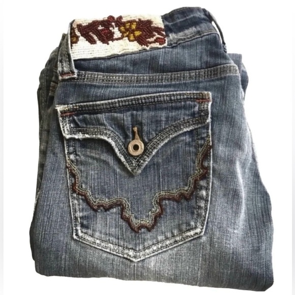 LAST CALL Miss Me Bootcut Jeans Women’s Size 28 Embellished Beaded Southwest - Picture 1 of 13